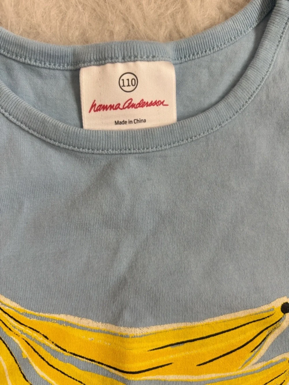 Hanna Andersson Kids Gender Neutral Pale Blue Tee with Yellow Banana Print